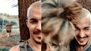 مفاجأة غير متوقعة لأسد حاول مهاجمة مروضه!