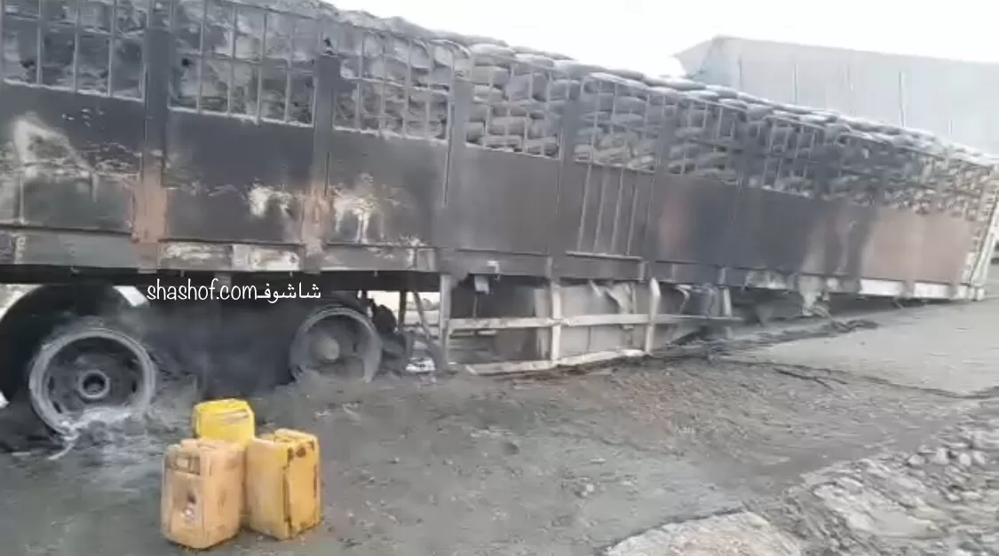 خط العبر مارب شاهد سبب غريب لا يمكن توقعه اشعل النار في الشاحنه (فيديو)