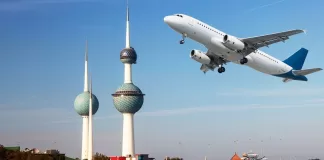 طائرة تُقلع من مطار الكويت الدولي