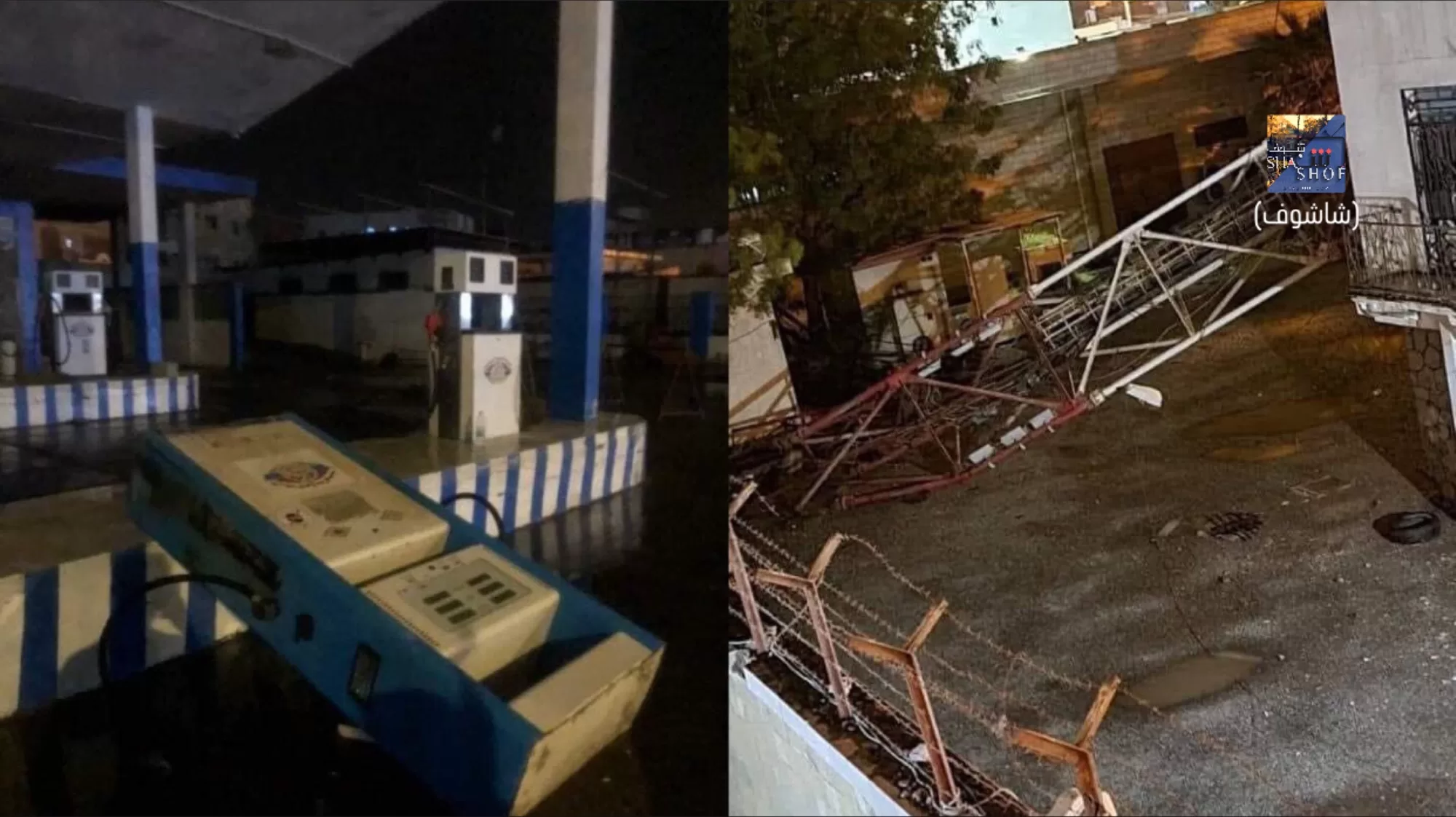 مدينة عدن اليمنية تغرق في الأمطار، الأضرار التي لحقت بالمباني والبنية التحتية، برج الاتصالات المنهار وطرمبة البترول المتضررة من إحدى المحطات.