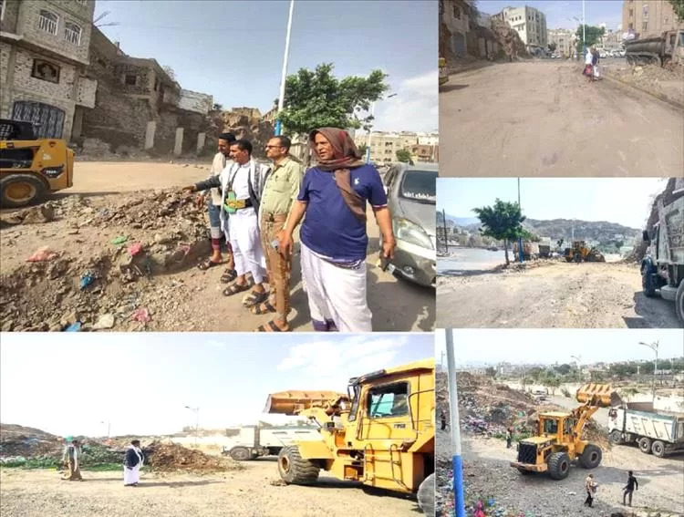 تعز.. استكمال فتح شارع جولة الكهرباء وتدشين حملة رفع الأتربة في شارع السعيد