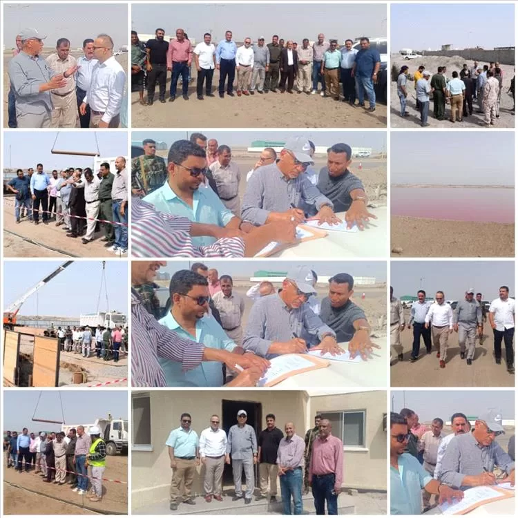 نائب محافظ عدن يشرف على تسليم موقع مشروع البنية التحتية للصرف الصحي (خط الكراع – محطة المعالجة في العريش)