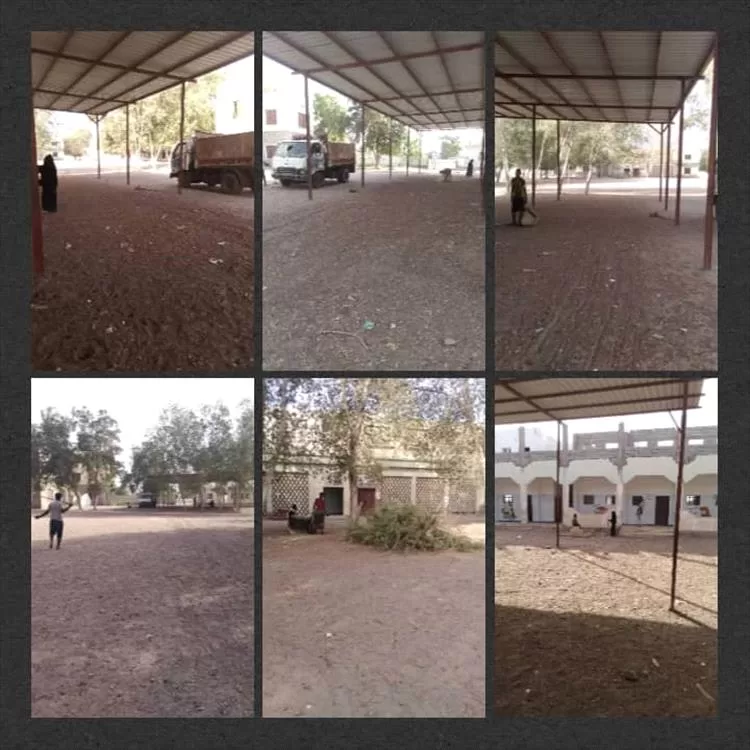 مكتب الأشغال العامة بمحافظة أبين ينفذ حملة نظافة شاملة في مدرسة الميثاق