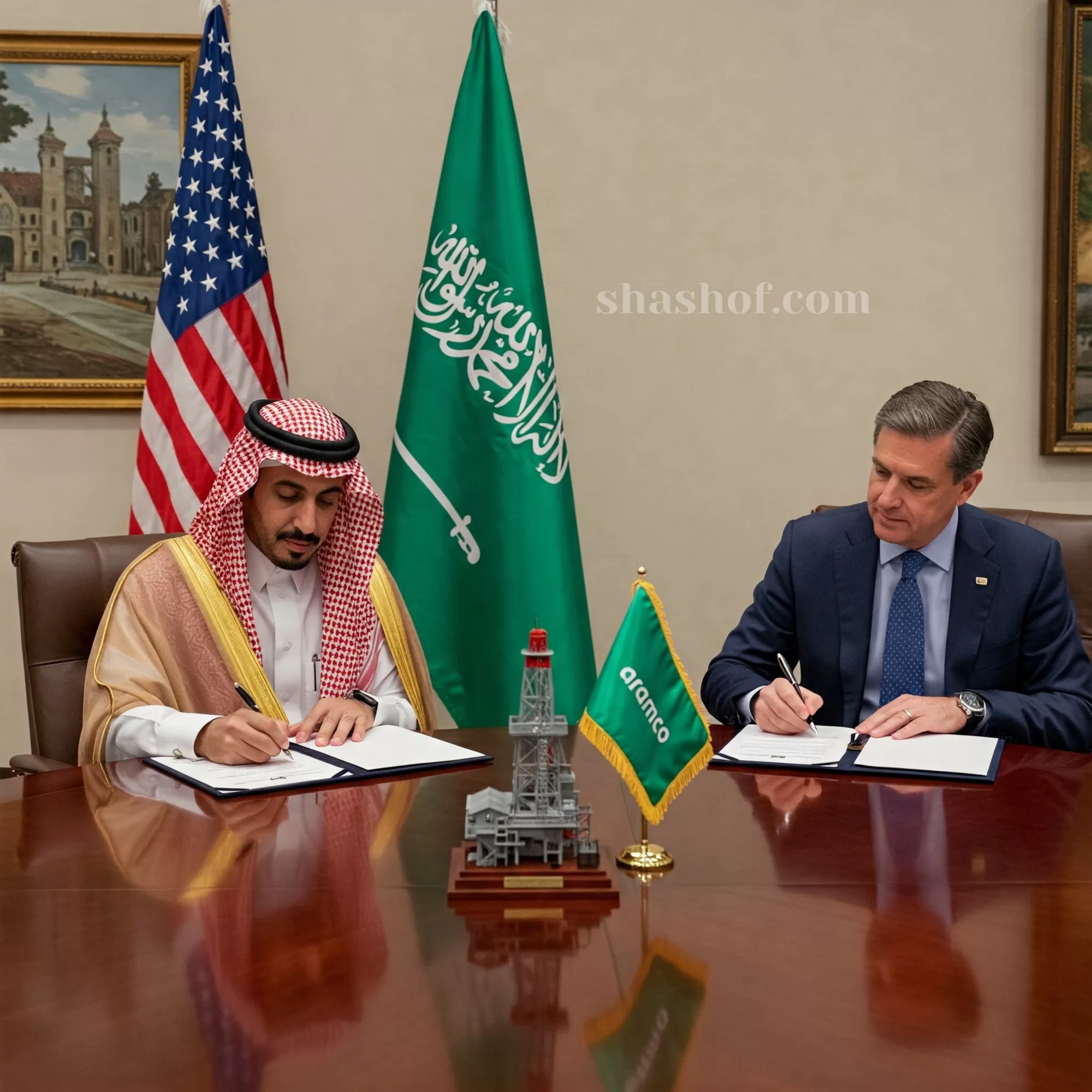 أرامكو السعودية توقع 34 اتفاقًا مبدئيًا مع شركات أمريكية بقيمة محتملة تصل إلى 90 مليار دولار