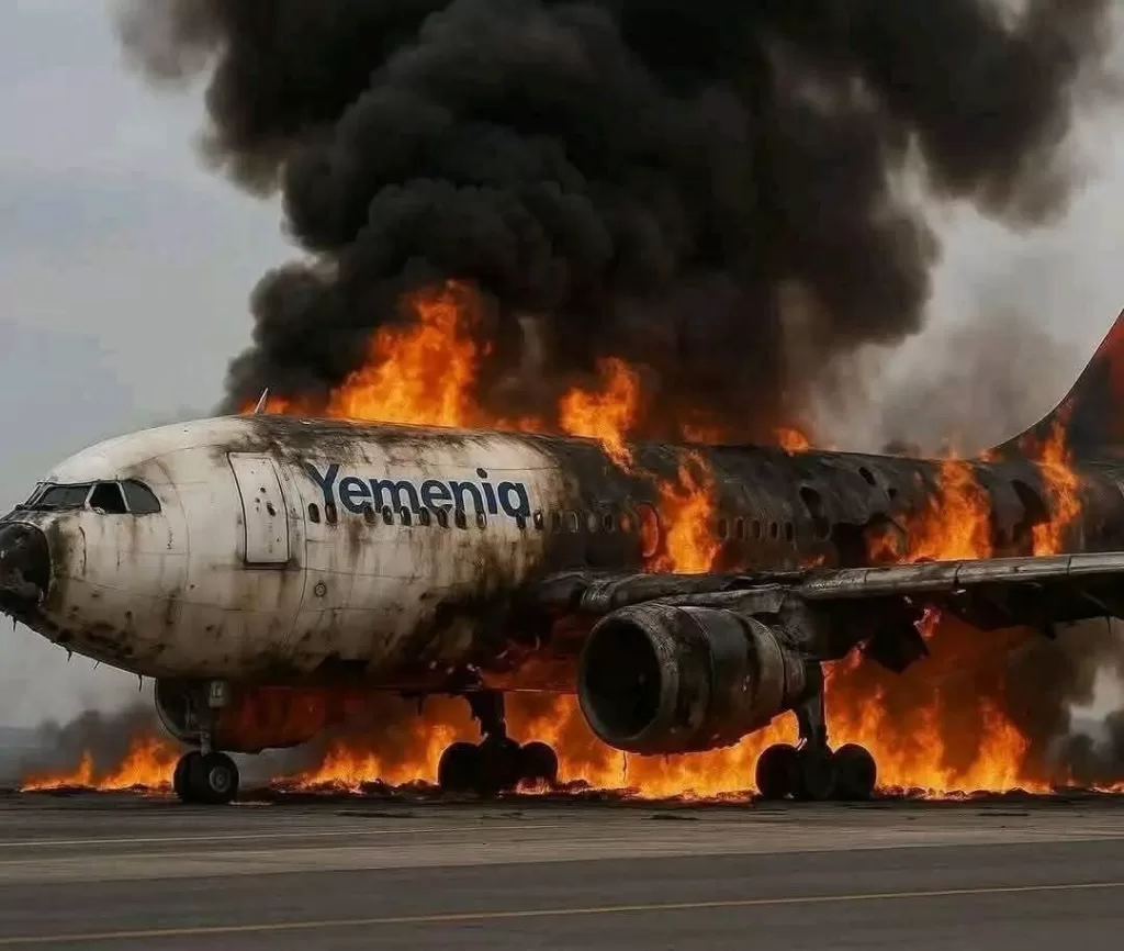 أضرار بمطار صنعاء شملت تدمير صالات المسافرين وثلاث طائرات من أسطول الخطوط الجوية اليمنية