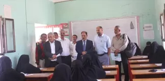 محافظ الضالع يدشن الامتحانات الوزارية في مدارس الوعرة وعبد الدائم ولكمة صلاح بالمحافظة