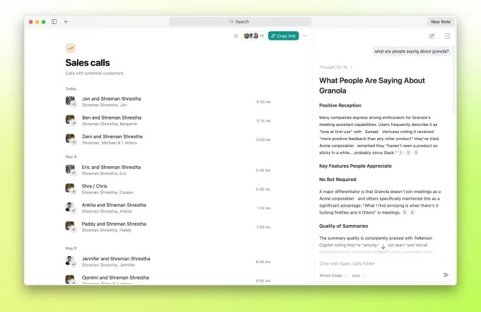 تطبيق الملاحظات الذكية غرانولا يجمع 43 مليون دولار بتقييم 250