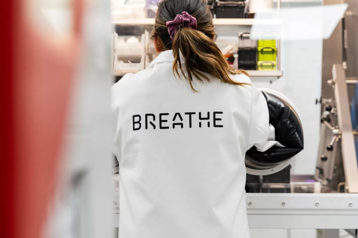 A scientist works in Breathe Battery Technologies' lab.