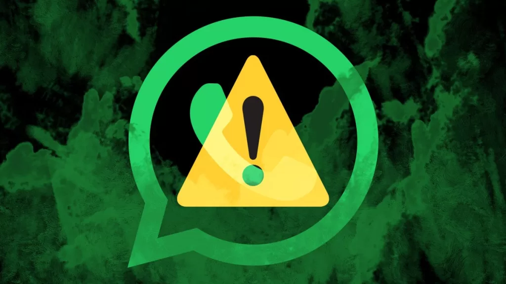 A warning symbol overlaid on toxic fumes and a Whatsapp logo.