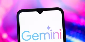 The Google Gemini AI logo is seen displayed on a smartphone screen.