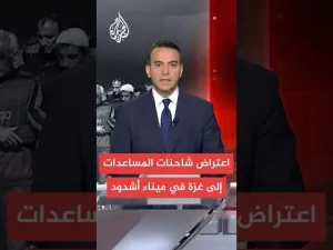 شاهد إسرائيليون يعترضون شاحنات المساعدات إلى غزة في ميناء أشدود
