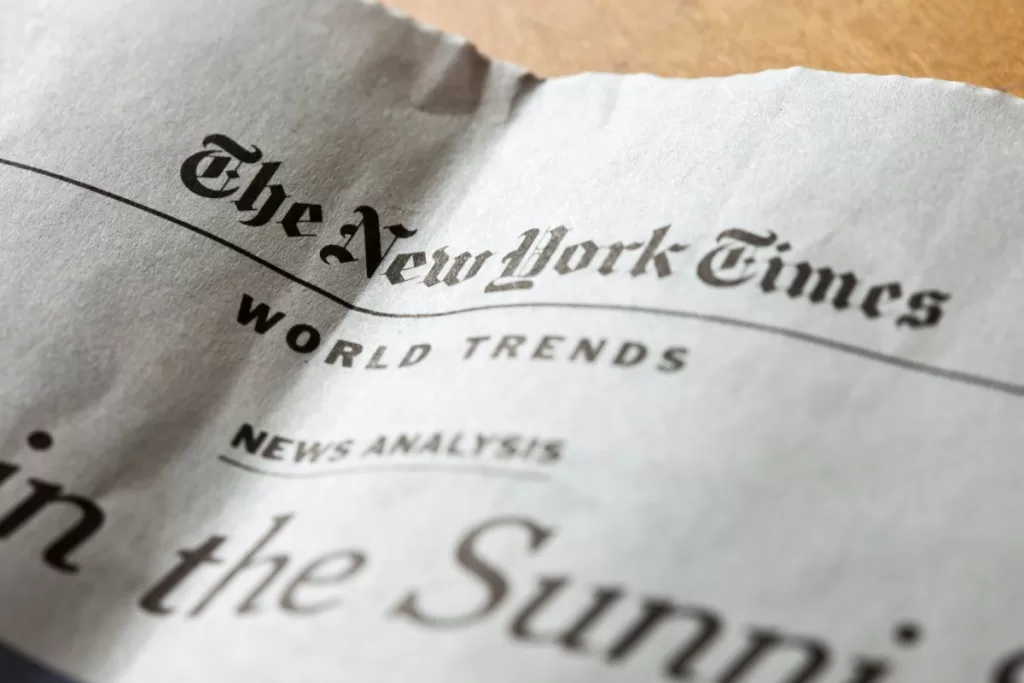 New York Times dead trees version of the World Trends page.