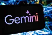The Google Gemini generative AI logo on a smartphone.