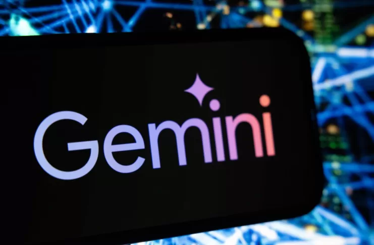 The Google Gemini generative AI logo on a smartphone.