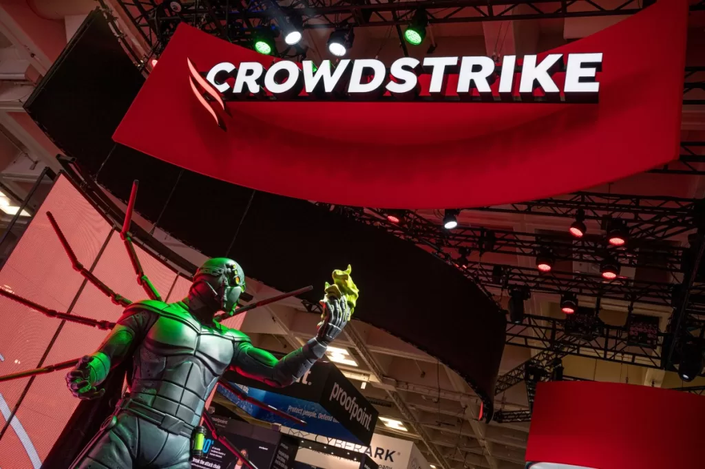 The Crowdstrike booth during the RSA Conference in San Francisco, California, US, on Wednesday, April 26, 2023.