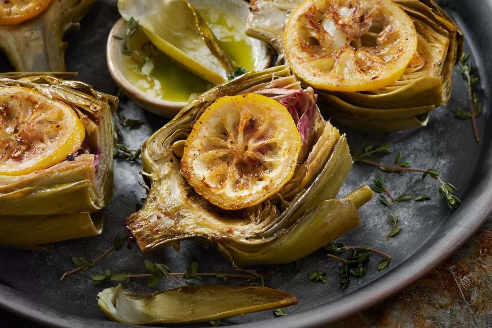Image may contain Food Food Presentation Produce Plate Bread Artichoke Plant and Vegetable