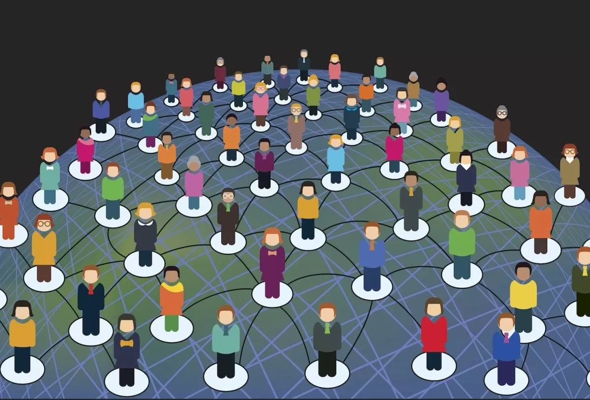 Concept illustration depicting global network of people