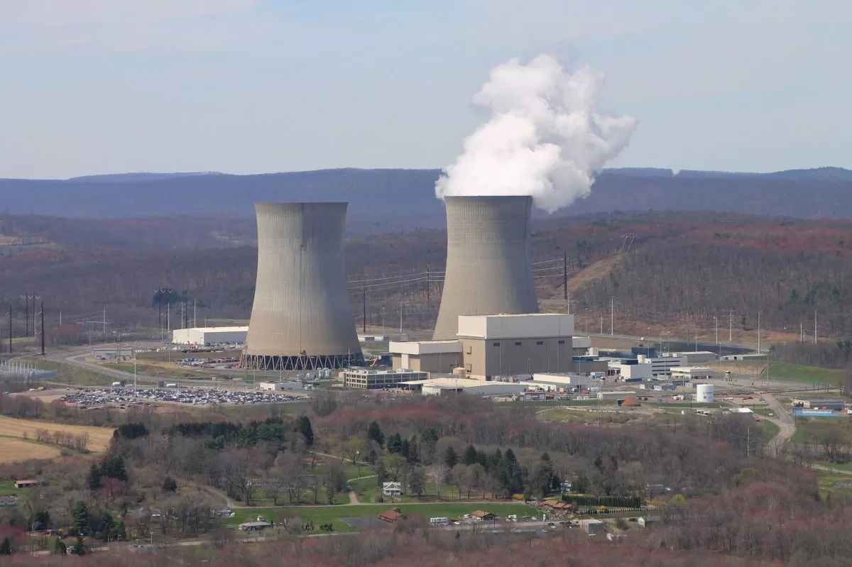Steam rises from a cooling tower at the Susquehanna nuclear power plant.