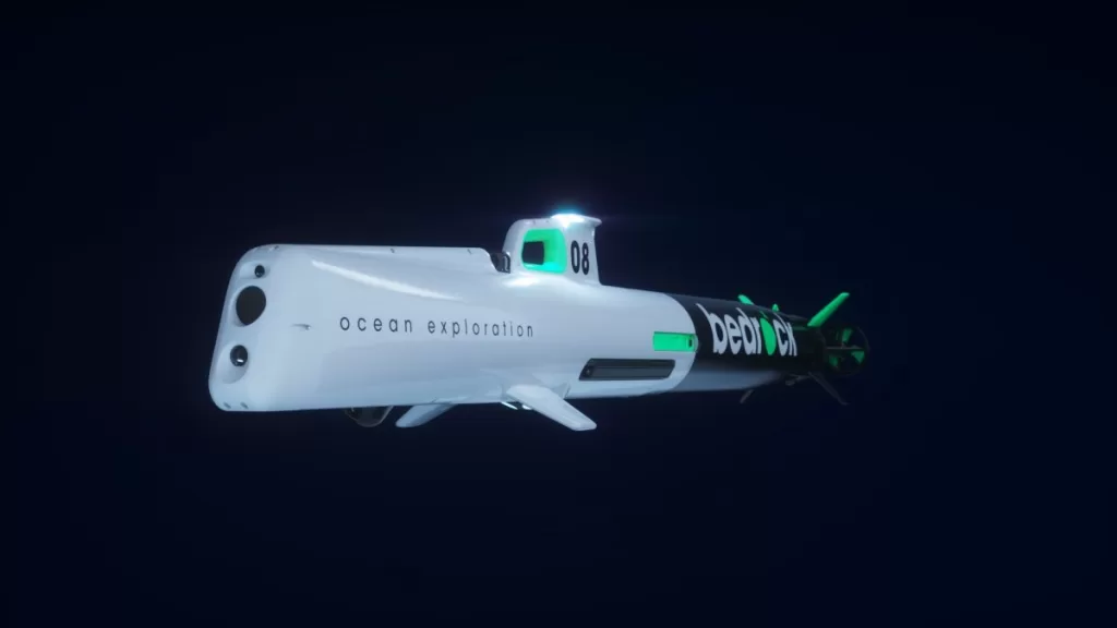 An illustration shows Bedrock Ocean's AUV.