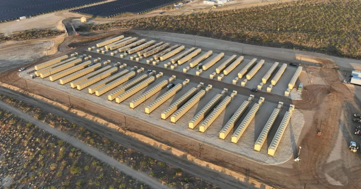 Rows of Powin batteries provide power in California.