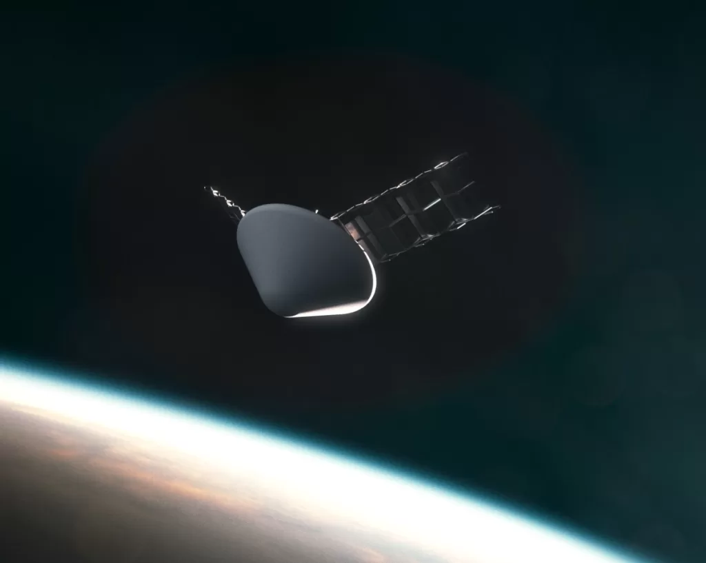 A render of Lux Aeterna's Delphi reusable satellite