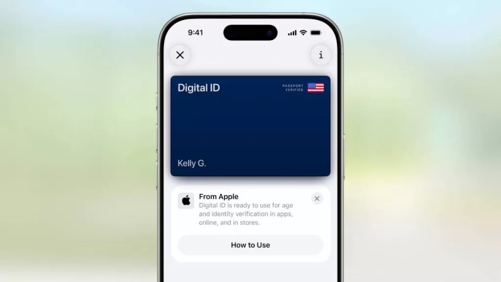 Apple Wallet shows a digital ID.