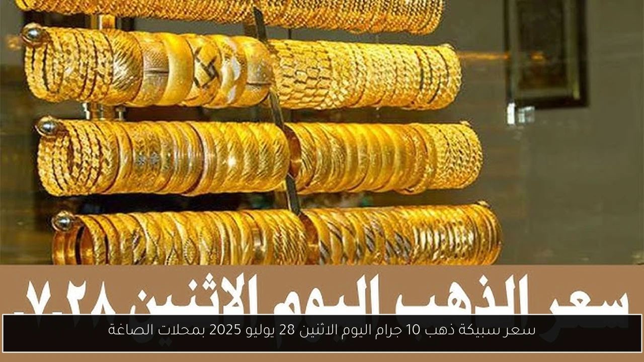 سعر سبيكة ذهب 10 جرام اليوم الاثنين 28 يوليو 2025 بمحلات الصاغة - أحداث اليوم
