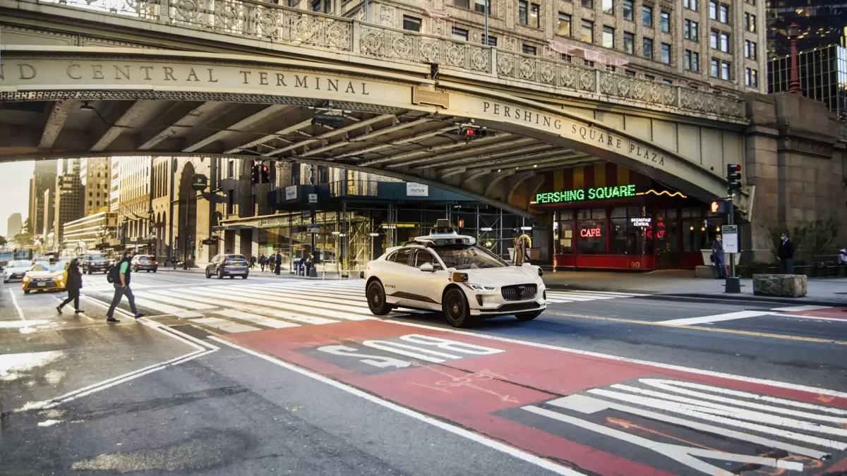 Waymo Driver Jaguar I-Pace mapping NYC at grand central