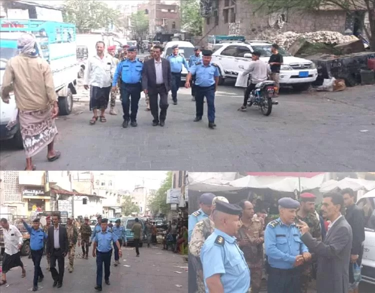 المشمر وراجح يتفقدان شوارع مدينة تعز تمهيدًا لتنفيذ خطة شاملة لتنظيم الأسواق وإزالة العشوائيات