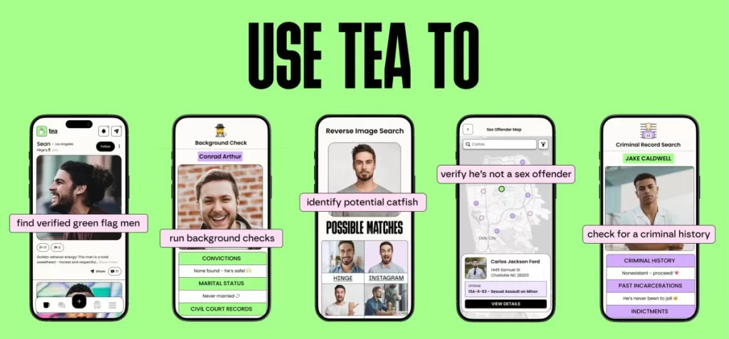 screenshots of teap app