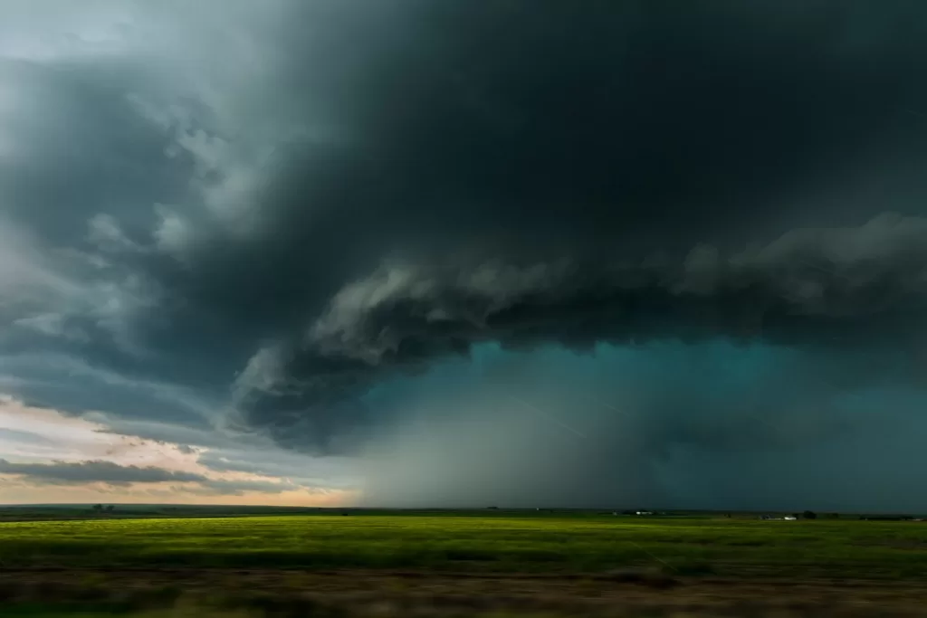 cloud storms over field