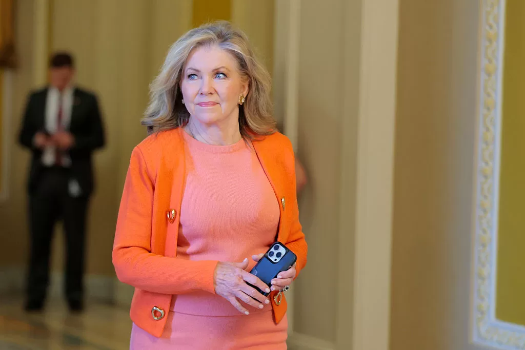 U.S. Sen. Marsha Blackburn (R-TN) walks through the U.S.Capitol Building June 16, 2025 in Washington, DC.