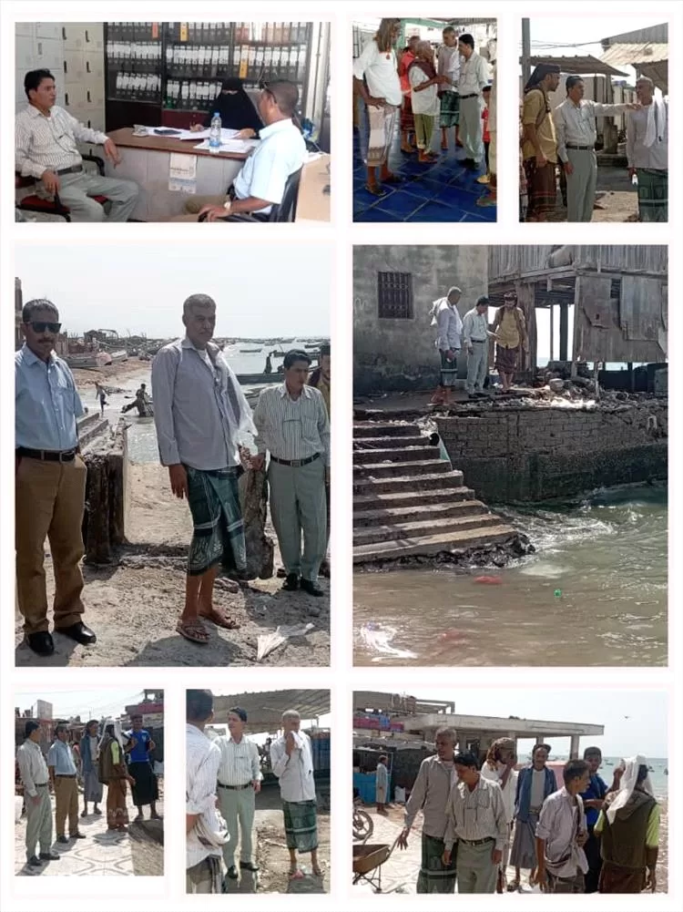 مدير مصائد أبين يطّلع على نشاط ساحات حراج الأسماك بشقرة ويؤكد دعمه للصيادين.