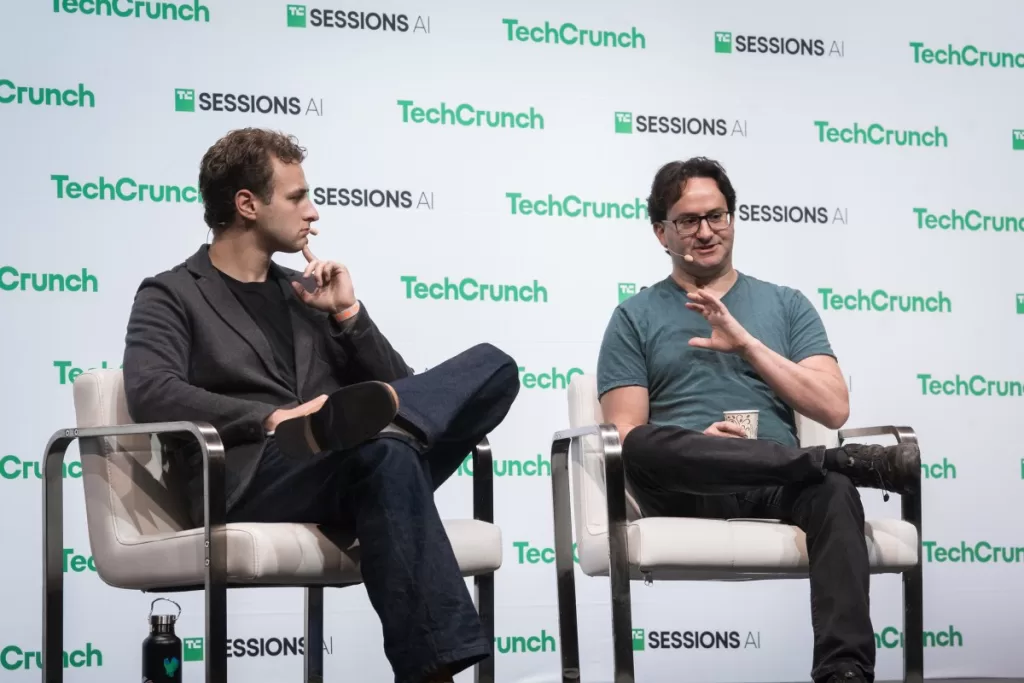 Jared Kaplan on stage at TechCrunch Sessions AI