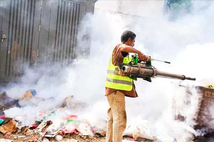 استمرار حملة الرش الضبابي والرذاذي في أحياء مديرية صيرة