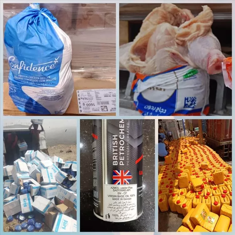هيئة المواصفات والمقاييس ترفض كميات كبيرة من الدجاج المجمد الفاسد في عدن ومنتجات اخرى مخالفة في الوديعة وتعز