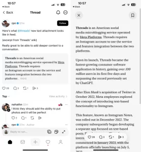 تختبر “ثريدز” وسيلة لمشاركة النصوص الطويلة على المنصة