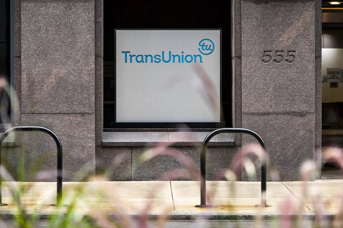 a photo showing outside the office of a TransUnion building in Chicago.