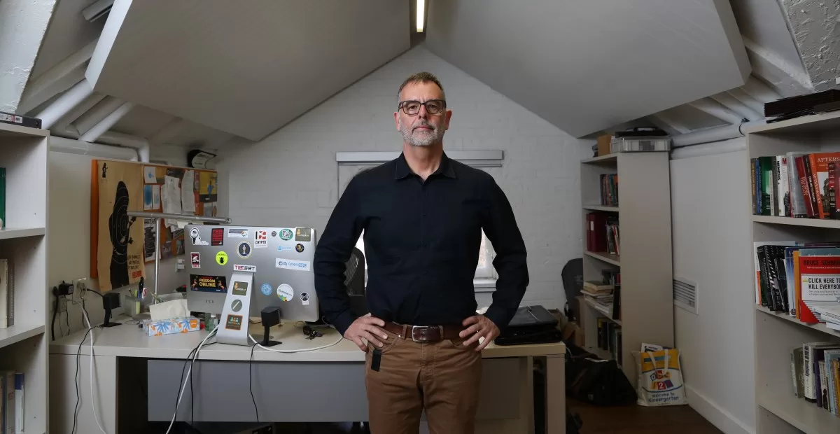 Ron Deibert, founder and director of digital rights research group Citizen Lab at his office inside the Munk School of Global Affairs and Public Policy at the University of Toronto.