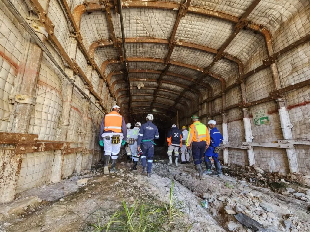 Members of the technical team entering the Qala Shallows underground area. (Image: West Wits)