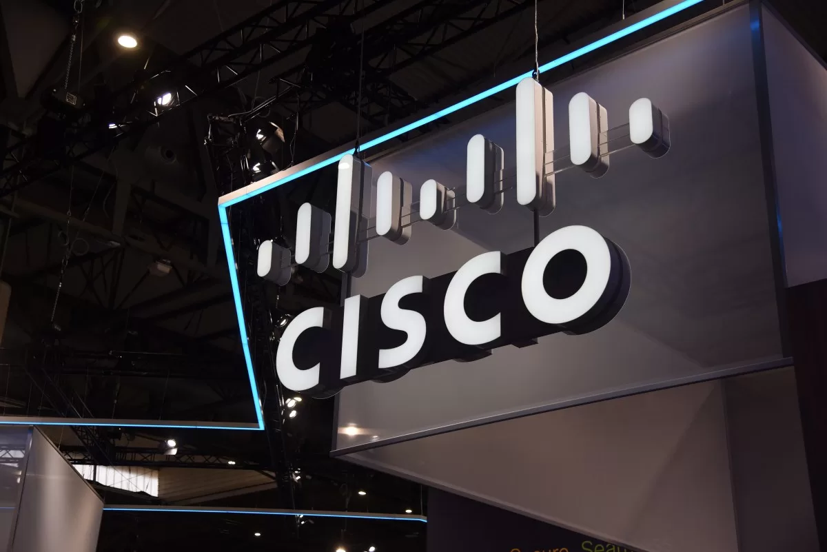 The CISCO brand logo during the Mobile World Congress Barcelona 2023.