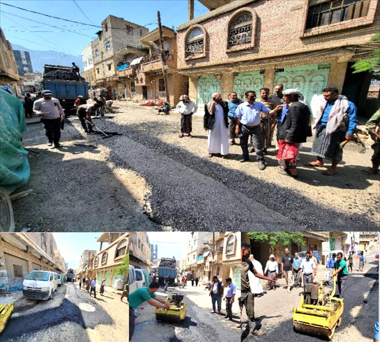 المشمر يتفقد أعمال السفلتة في شارع الروضة الغربية عقب استكمال مشروع الصرف الصحي