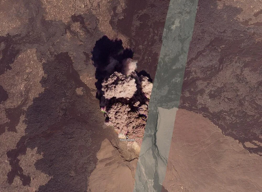 رماد إثيوبي يتجاوز البحر ثوران بركاني نادر يخلق سحابة غير