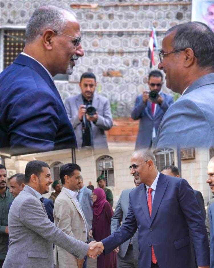 الوزير الزعوري والسقاف في مقدمة مستقبلي اللواء الزُبيدي بمبنى وزارة الشؤون الاجتماعية والعمل بعدن