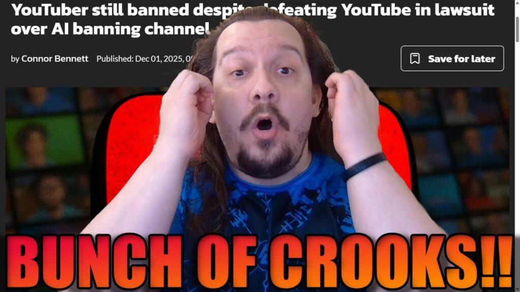 YouTuber BANNED Despite Winning Lawsuit Against YouTube! #YouTubeAIWrongedCreators