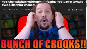 شاهد YouTuber BANNED Despite Winning Lawsuit Against YouTube! #YouTubeAIWrongedCreators