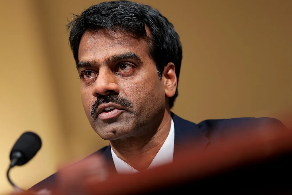 Madhu Gottumukkala, acting director of the Cybersecurity and Infrastructure Security Agency, testifies during the DHS oversight hearing in the Cannon House office building on January 21, 2026 in Washington, DC.