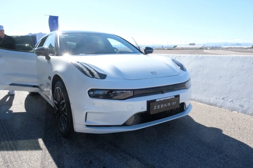 The Zeekr 001 at Las Vegas Motor Speedway during the 2026 Consumer Electronics Show
