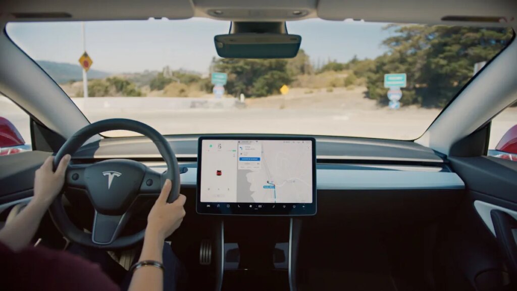 dashboard view of Tesla's autopilot screen