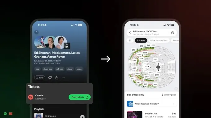 SeatGeek وSpotify تتعاونان لبيع تذاكر الحفلات داخل منصة الموسيقى